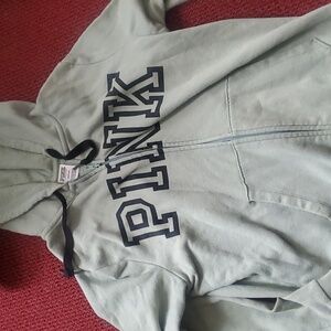 Pink Victorias Secret Green Zip Down Hoodie